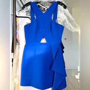 BCBG blue asymmetrical cutout dress